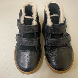 Black and Tan Kids' Boots with Faux Fur Lining